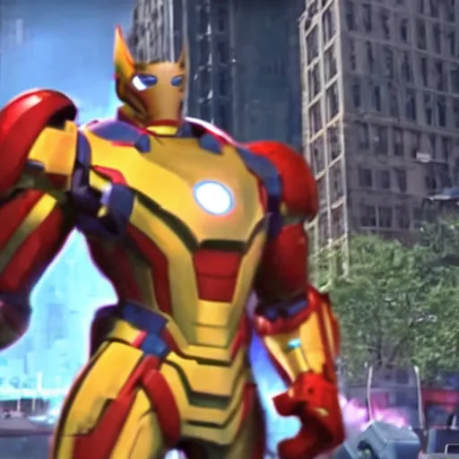 Image similar to ratchet with 3d style shows up in movie avengers battle in new york scene