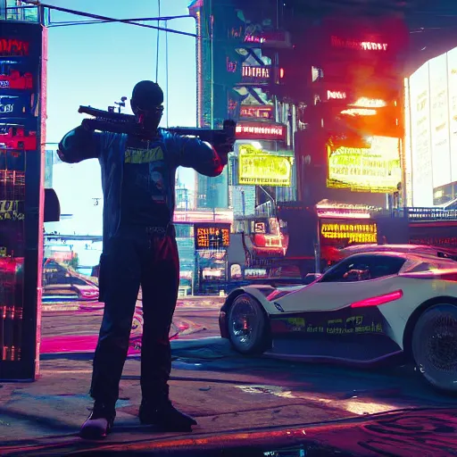 Image similar to 2 1 savage t pose in cyberpunk 2 0 7 7, gameplay screenshot, detailed