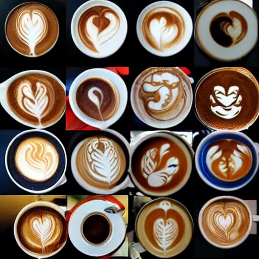 Image similar to photo, asian dragon's head as latte art, dragon face, playful, illustration