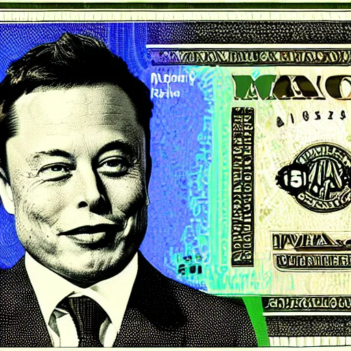 Image similar to Elon musk on the Mars Dollar bill