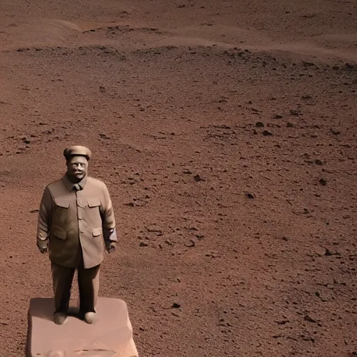 Image similar to a photo of mao zedong's sculpture on mars a made of resin, dramatic lighting