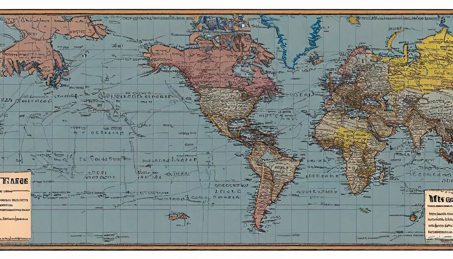 Image similar to miller projection geopolitical world map of strangereal