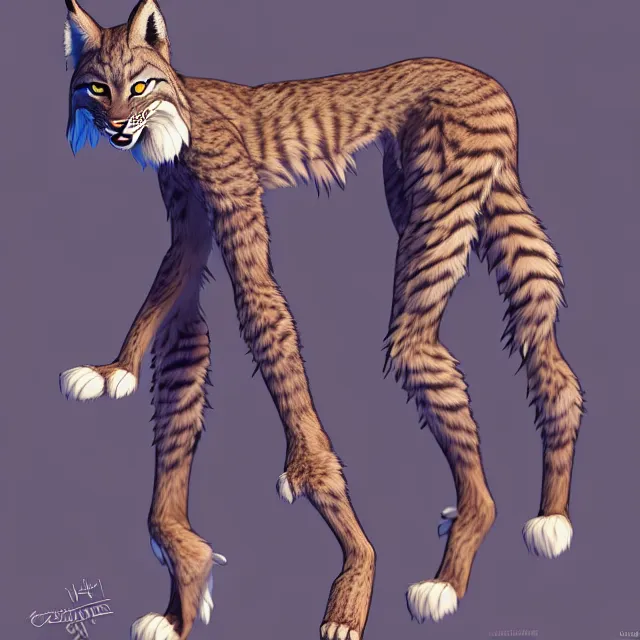 Image similar to the full body of anthropomorphic lynx fursona from behind wearing a steampunk suit as unimaginably beautiful, gorgeous, elegant, young woman with lynx head, an ultrafine hyperdetailed illustration by furaffinity, intricate linework, white fur, unreal engine 5 highly rendered, global illumination, radiant light, detailed and intricate environment