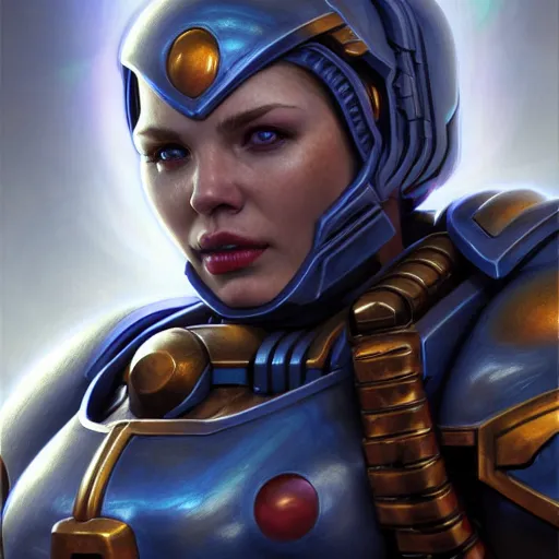 Prompt: sister of steel space marine by donato giancola, fantasy, photorealistic, octane render, unreal engine, dynamic lighting, cute face, beautiful girl, beautiful, wlop, cute, perfect factions, perfect woman, trending on artstation, poster, volumetric lighting, very detailed faces, 4 k, award winning