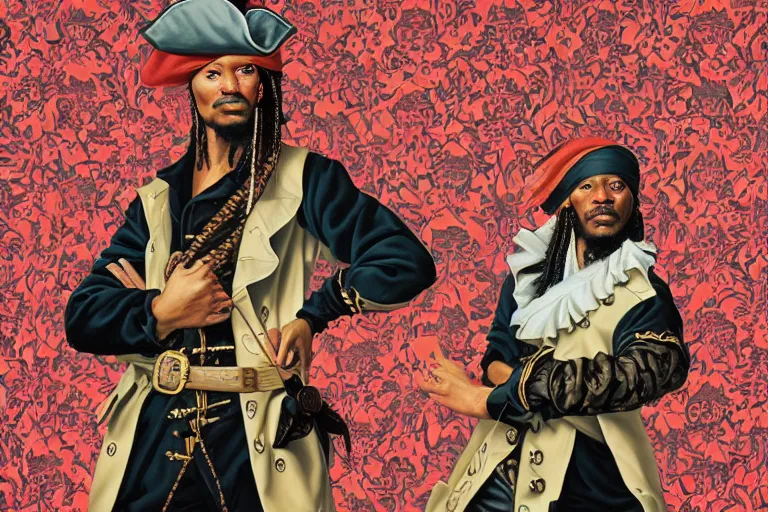 Prompt: pirate portrait by kehinde wiley