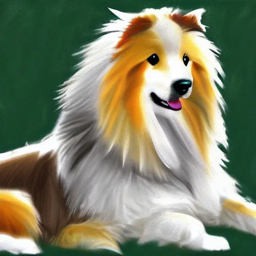 Prompt: a beautiful painting of a Rough Collie digital art high quality