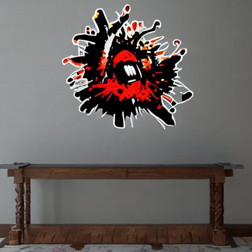 Image similar to die cut sticker, gatling attack by luffy, splatter paint