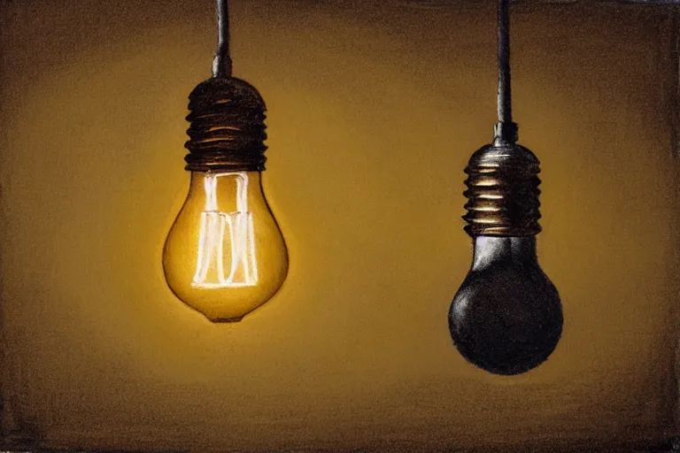 Prompt: a cinematic painting of a lightbulb