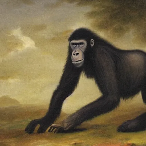 Image similar to white ape, black horse