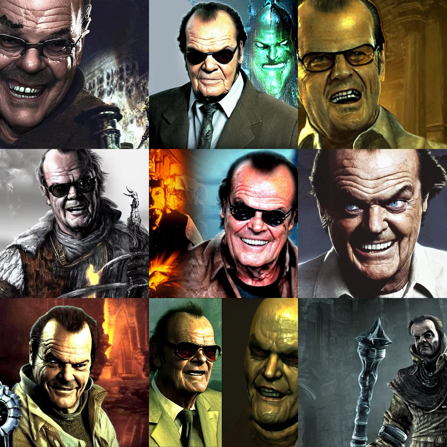 Prompt: jack nicholson in dark souls