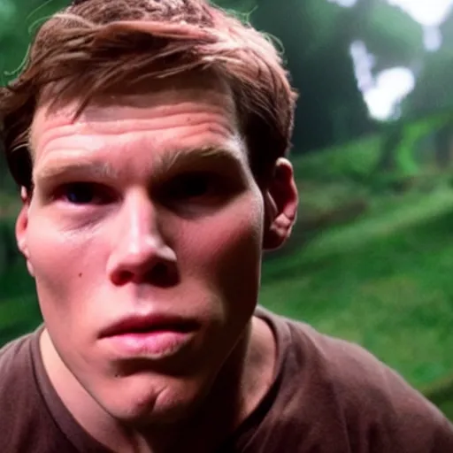 Image similar to Live Action Still of Jerma985 in The Goonies, real life, hyperrealistic, ultra realistic, realistic, highly detailed, epic, HD quality, 8k resolution, body and headshot, film still