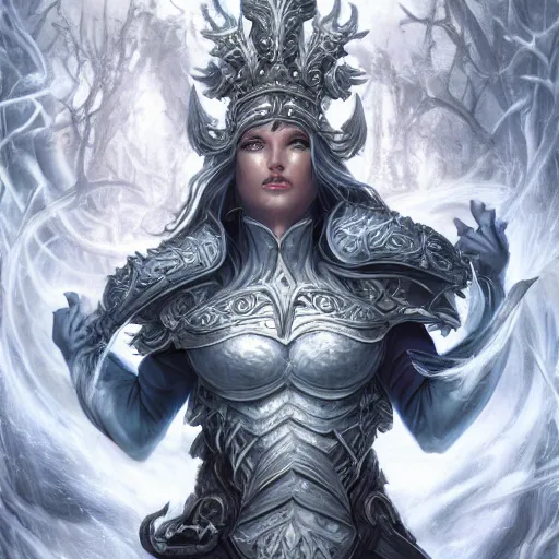 Image similar to silvergill adept, winterthorn blessing, by Volkan Baga and Etienne Delessert