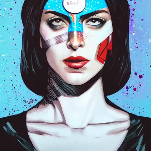 Prompt: portrait of a female android, by Sandra Chevrier and DC comics