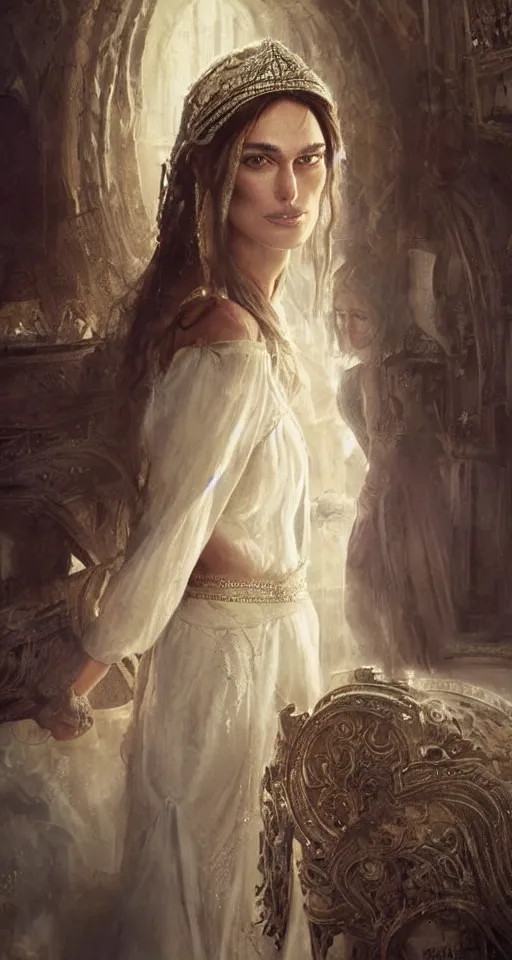 Prompt: Keira Knightley arabian princess wedding day, digital art,ultra realistic,ultra detailed, ultra wide Lens, art by greg rutkowski