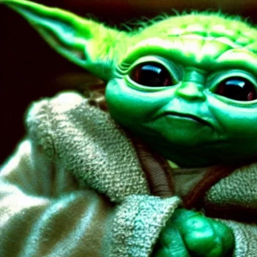 Image similar to real vintage photo, baby yoda playing the video game the legend of zelda, detailed, hyper realistic, 4 k octan render, unreal 5