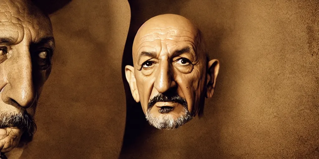 Prompt: Ben Kingsley as Salvador Dali, movie still frame, realistic, 4k