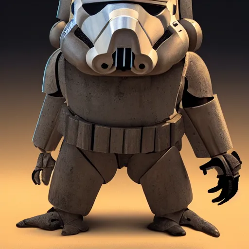 Image similar to anthropomorphic wombat with stormtrooper chest plate and arms, star wars, incredible detail, character concept art, fineline detail, cinematic quality, high octane, vray render