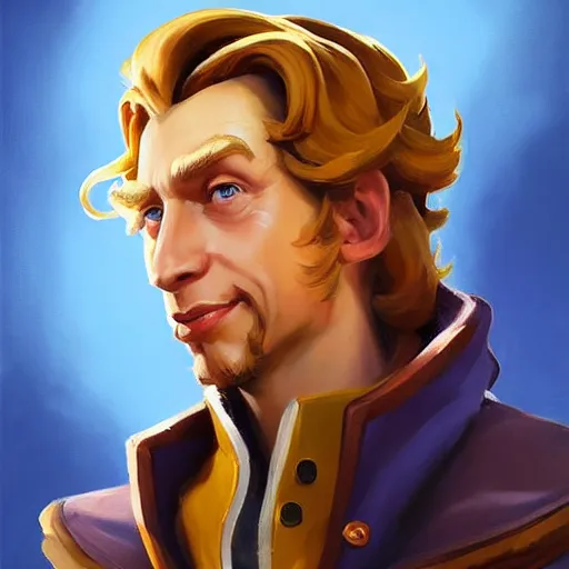 Image similar to Greg Manchess portrait painting o Guybrush Threepwood as Overwatch character, medium shot, asymmetrical, profile picture, Organic Painting, sunny day, Matte Painting, bold shapes, hard edges, street art, trending on artstation, by Huang Guangjian and Gil Elvgren and Sachin Teng