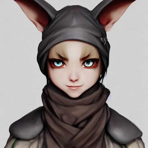 Prompt: Goblin Cleric with large expressive eyes and a scarf, hatched ear, highly detailed, by Range Murata, artgerm, digital illustration, beautiful, concept art, trending on artstation, 4k