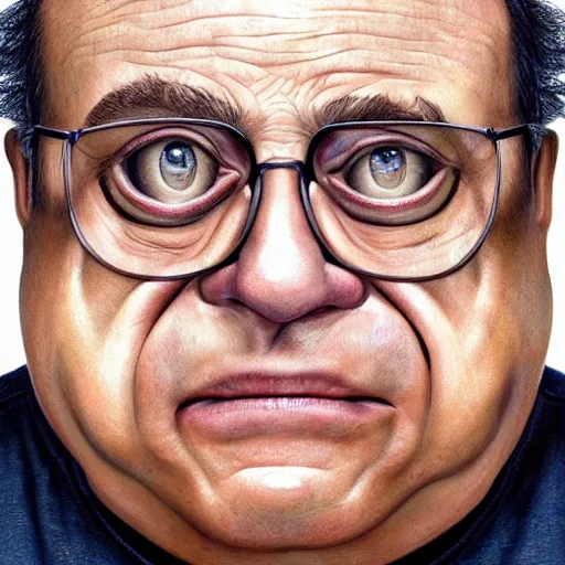 Image similar to hyperrealistic mixed media high resolution painting of (Danny DeVito) is Gollum, stunning 3d render inspired art by Jamie Salmon and István Sándorfi and Unreal Engine and Greg Rutkowski, perfect facial symmetry, dim volumetric lighting, 8k octane beautifully detailed render, full body shot, post-processing, extremely hyper-detailed, intricate, epic composition, highly detailed attributes, highly detailed atmosphere, cinematic lighting, masterpiece, trending on artstation, very very detailed, masterpiece, stunning, flawless completion, lifelike texture, perfection,