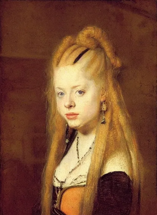 Prompt: avril lavigne. by rembrandt, 1 6 6 7