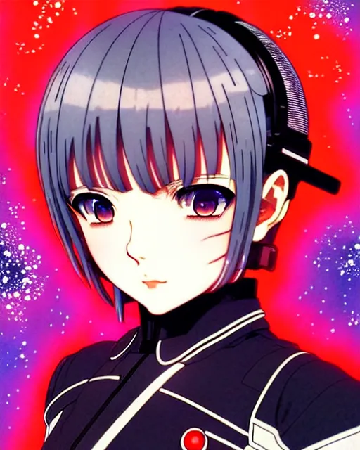 Image similar to ilya kuvshinov manga portrait of space commander reol, last exile, murata range, fine detail, perfect anime face, dramatic lighting, dynamic composition, art deco, cel shading, vivid, stippled lighting, rich texture, yoshinari yoh, alphonse mucha, ( ( ( colorful ) ) )