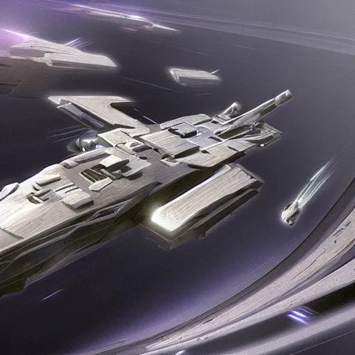 Image similar to a superstar destroyer in warp speed, sci-fi, high detail concept art ::