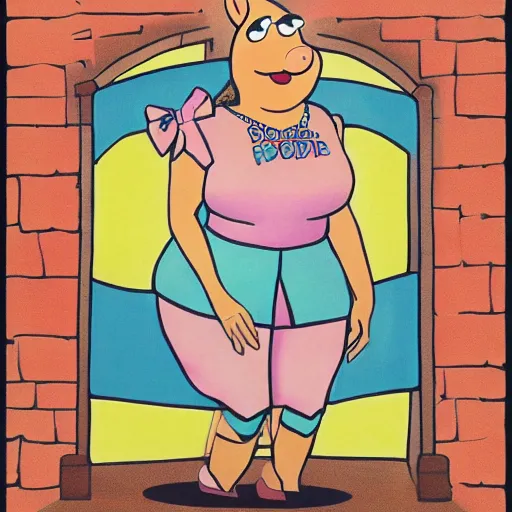 Image similar to of a full body portrait of mrs piggy from the muppets