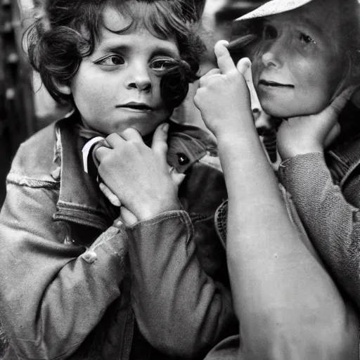 Prompt: high quality, high detail, expressive portrait by vivian maier, hd, beautiful faces, love in the eyes, photorealistic lighting