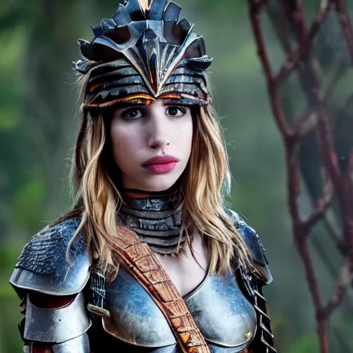 Prompt: full shot photo of emma roberts as an amazon warrior