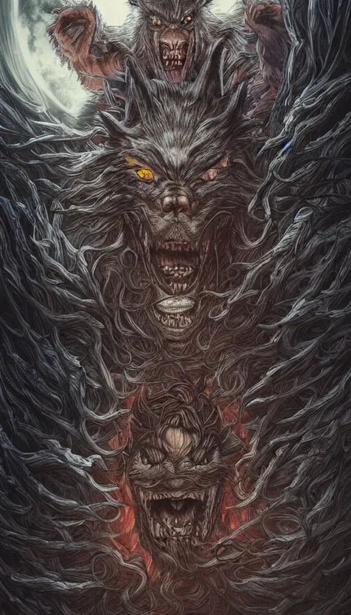 Image similar to Werewolf in London, by Ayami Kojima, studio ghibli, cinematic lighting, intricate, highly detailed, digital painting, trending on artstation, Illustration, epic scale