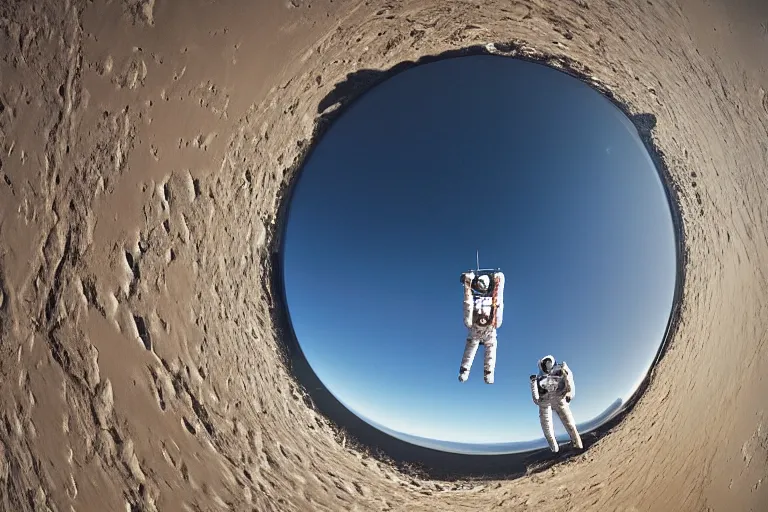 Prompt: closeup portrait of astronauts langing on an inverted planet in deserted inverted new york, among us, natural light, sharp, detailed face, magazine, press, photo, Steve McCurry, David Lazar, Canon, Nikon, focus