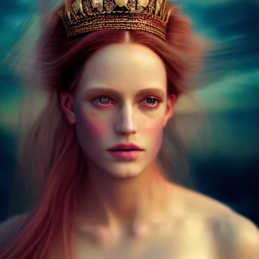 Image similar to photographic portrait of a stunningly beautiful queen of the underworld renaissance female in soft dreamy light at sunset, contemporary fashion shoot, by edward robert hughes, annie leibovitz and steve mccurry, david lazar, jimmy nelsson, breathtaking, 8 k resolution, extremely detailed, beautiful, establishing shot, artistic, hyperrealistic, beautiful face, octane render