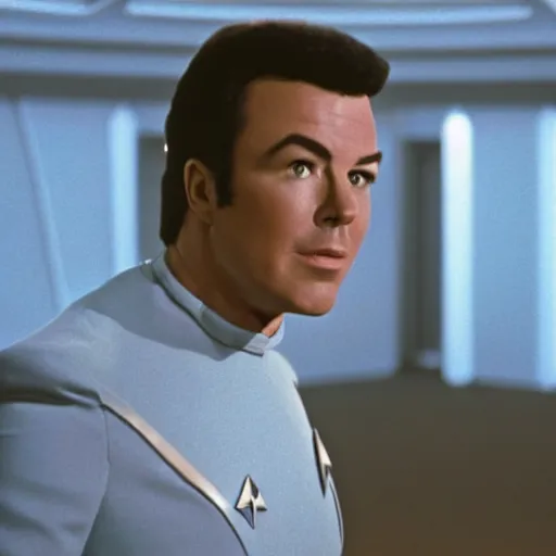 Image similar to Color film still of Seth MacFarlane on tv show star trek the next generation 1987, photorealistic,8k, XF IQ4, 150MP, 50mm, F1.4, ISO 200, 1/160s, natural light