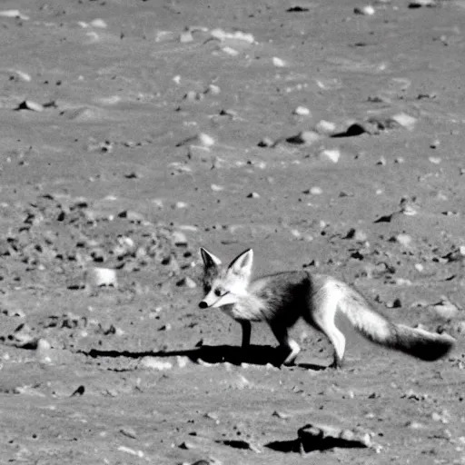 Prompt: fox on lunar surface eating cheese