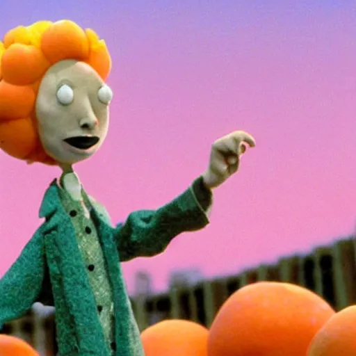 Image similar to giant peach, claymation, tim burton