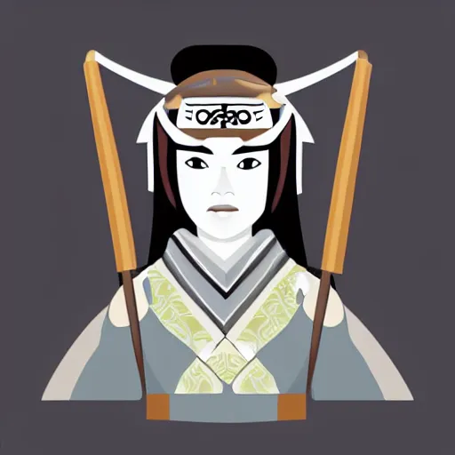 Image similar to vector art of a female samurai warrior