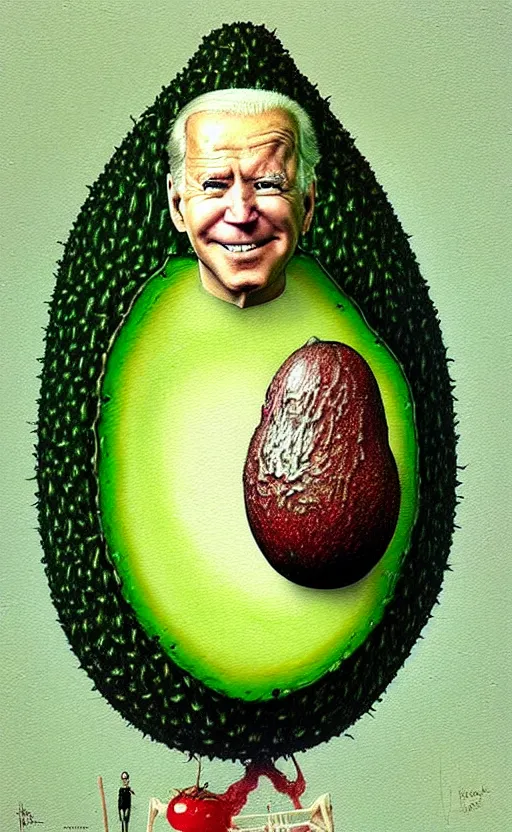 Image similar to joe biden as a avocado painting by chiara bautista, beksinski and norman rockwell and greg rutkowski weta studio, tom bagshaw and lucasfilm