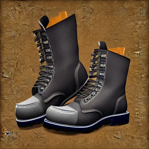 Prompt: hyper realistic 3 d redwing boots, blender, wide shot