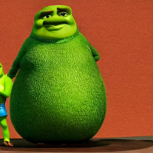 Prompt: nikocado avocado as Shrek, DreamWorks animation