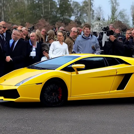 Image similar to putin in his lamborghini gallardo