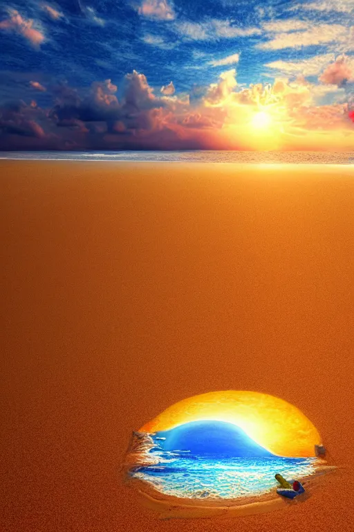 Prompt: A beach on the sun, digital art, highly detailed, deviant art, 4k, serene