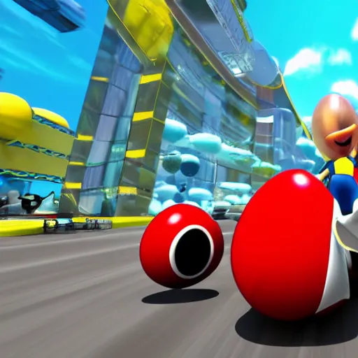 Prompt: eggman from sonic running fast, gorgeous, studio, dynamic lighting, 8k wide angle