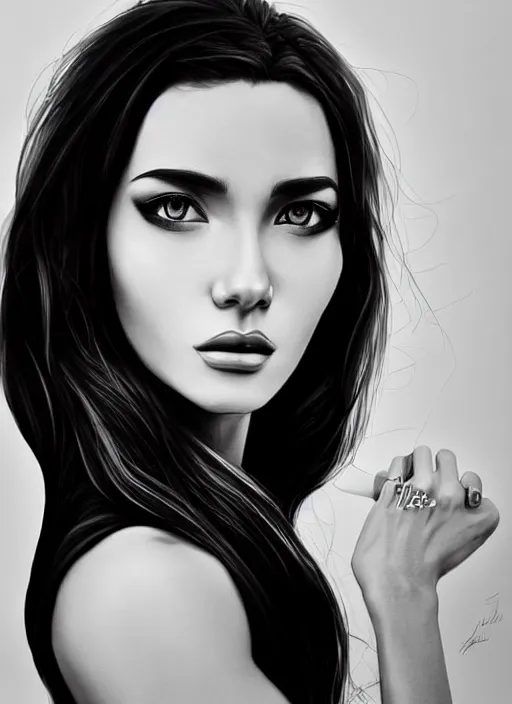 Image similar to up close portrait of a beautiful woman in black and white, photorealistic, upper body, in the style of kevin Kostic, art by diego fazio and diegoKoi stanley lau, intricate, elegant, hyper sharp focus, artgerm, 8k highly detailed