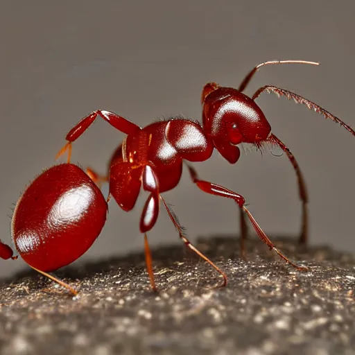 Image similar to an ant with small robotic parts. macro photograph. nikon.