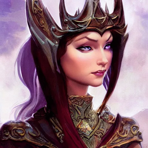 Image similar to elven princess character portrait by frank frazetta, fantasy, dungeons & dragons, sharp focus, beautiful, artstation contest winner, detailed