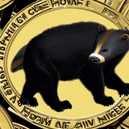 Prompt: a telegram sticker of a honey badger on a pile of gold coins