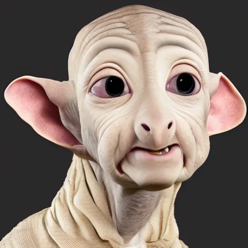 Image similar to photographic portrait of dobby from peepshow, 8 k