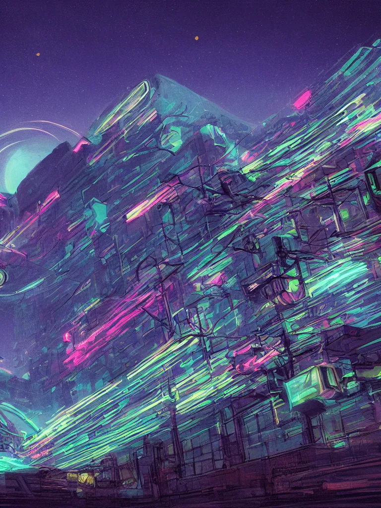 Prompt: neon lomb in a night sky by disney concept artists, blunt borders, rule of thirds