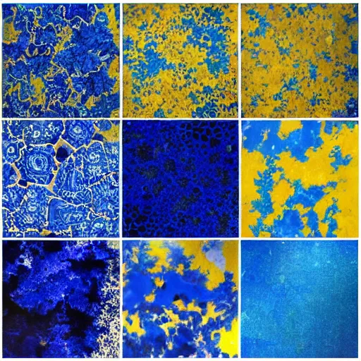 Prompt: a collage of yellow and blue fusion